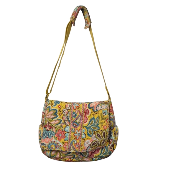 Vera Bradley Provencal Quilted Yellow Diaper Bag Purse & Changing Pad Messenger - Picture 3 of 9